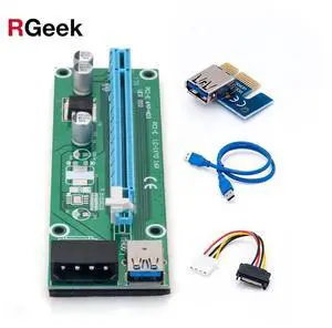 Wholesale USB 3.0 PCI-E pci e Riser Express 1X 4x 8x 16x Extender Riser Adapter Card SATA 15pin Male to 6pin Power Cable