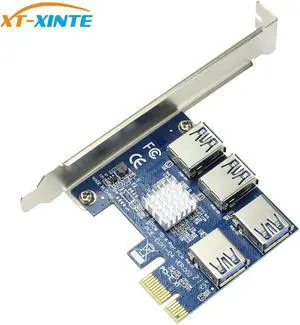 60cm PCIe 1 to 4 PCIe 16X Riser Card PCI-E 1X to 4 USB PCI-E Riser Adapter Port Multiplier Card for BTC Bitcoin Miner Mining