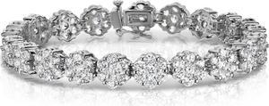 Noray Designs 14K White Gold Diamond (10.5 Ct, G-H, SI2 Clarity) Flower Cluster Tennis Bracelet