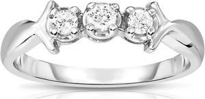 Noray Designs 14K White Gold 3-Stone Diamond (0.18 Ct, G-H Color, I1-I2 Clarity) Engagement Ring