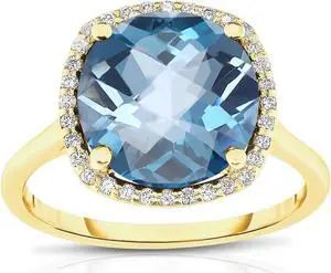 Noray Designs 14K Yellow Gold London Blue Topaz & Diamond (0.18 Ct, G-H Color, SI2 Clarity) Ring