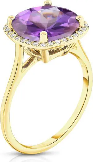 Noray Designs 14K Yellow Gold Amethyst & Diamond (0.18 Ct, G-H Color, SI2 Clarity) Ring