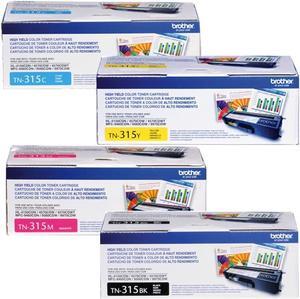 Brother Genuine TN315BK, TN315C, TN315M, TN315Y High Yield Color Laser Black, Cyan, Magenta and Yellow Toner Cartridge Set