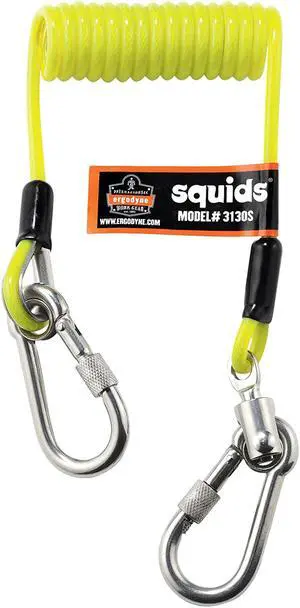Ergodyne Squids 3130S Coiled Cable Tool Lanyard with Dual Stainless Steel Carabiners, 2 Pounds Ergodyne Squids 3130S Coiled Cable Tool Lanyard with Dual Stainless Steel Carabiners, 2 Pounds