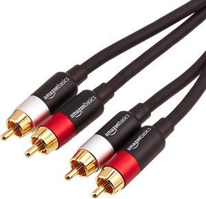 Amazon Basics 2-Male to 2-Male RCA Audio Stereo Subwoofer Cable - 15 Feet & 3.5mm to 2-Male RCA Adapter Audio Stereo Cable - 15 Feet