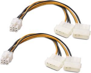 Cable Matters 2-Pack 6 Pin PCIe to Molex Power Cable, 2 Molex to 6 Pin PCIe - 6 Inches