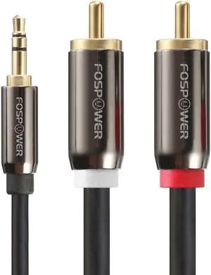 3.5mm to RCA Cable (25FT) FosPower RCA Audio Cable 24K Gold Plated Male to Male Stereo Aux Cord [Left/Right] Y Splitter Adapter Step Down Design