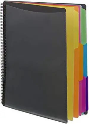 Poly Project Organizer, 12 Letter-Size Sleeves, Gray with Bright Pockets 89207