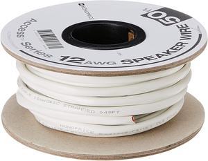Monoprice Access Series 12 Gauge AWG CL2 Rated 2 Conductor Speaker Wire / Cable - 50ft Fire Safety In Wall Rated, Jacketed In White PVC Material 99.9% Oxygen-Free Pure Bare Copper