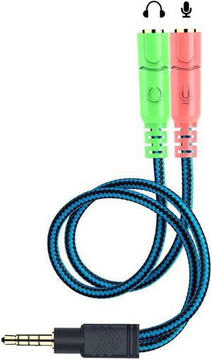 3.5mm Jack Cable Headset Adapter Kit Mutual Convertors for Laptop Mac PS4 Smartphone Xbox One Tablet Earphone with Headphone/Microphone Simultaneously Y Splitter Audio 2 Female to 1 Male