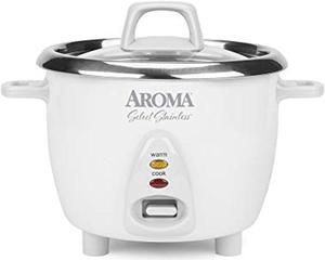 AROMA ARC-753SG White Simply Stainless 6-Cup Rice Cooker
