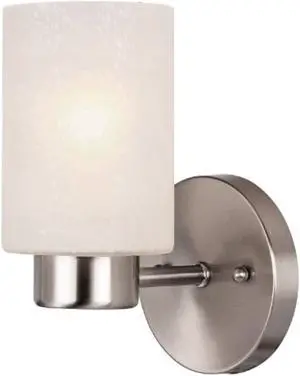 Westinghouse 6227800 Sylvestre One-Light Indoor Wall Fixture, Brushed Nickel Finish with Frosted Seeded Glass