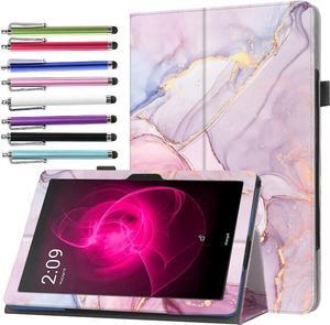 Case for T-Mobile Revvl Tab 5G 10.36" Tablet 2023 Release - Slim Lightweight Folio Stand Cover PU Leather Standing Cover with Auto Sleep/Wake + 1 Stylus Pen (Pink Marble)