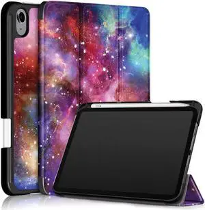 Epicgadget New iPad Mini 6 Case 2021 with Pencil Holder [Support 2nd Gen Apple Pencil Charging] Auto Wake/Sleep Cover Trifold Stand Case for 2021 iPad Mini 6th Generation 8.3 inch (Galaxy)