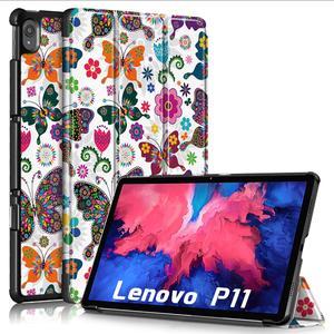 Epicgadget Lenovo Tab P11 11 inch Case 2020 Model TBJ606F TBJ606X  Slim Lightweight Smart PU Leather Cover Trifold Stand Case Hard Shell Cover for Lenovo Tab P11 11 Android Tablet Butterfly