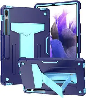 Epicgadget Galaxy Tab S7 FE Case 12.4” with Kickstand and Pencil Holder Shockproof Rugged Hybrid Cover Case for Samsung Galaxy Tab S7 FE 2021 12.4 inch Tablet (SM-T730/T733/T736/T738) (Navy Blue/Blue)