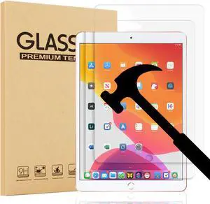 [2 Pack] Apple iPad 9 Screen Protector, HD Anti-Scratch Anti-Fingerprint Bubble Free 9H Hardness Tempered Glass Screen Protector For Apple iPad 9 10.2"  2021