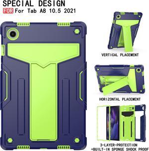 Galaxy Tab A8 10.5 Inch Case with Kickstand, Dual Layer Hybrid Shockproof Rugged Cover Protective Case for Samsung Galaxy A8 Tablet 10.5 Inch (SM-X200 / SM-X205 / SM-X207) (Navy Blue/Green)