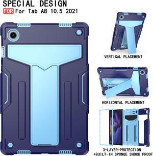 Galaxy Tab A8 10.5 Inch Case with Kickstand, Dual Layer Hybrid Shockproof Rugged Cover Protective Case for Samsung Galaxy A8 Tablet 10.5 Inch (SM-X200 / SM-X205 / SM-X207) (Navy Blue/Light Blue)