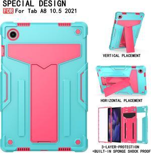 Galaxy Tab A8 10.5 Inch Case with Kickstand, Dual Layer Hybrid Shockproof Rugged Cover Protective Case for Samsung Galaxy A8 Tablet 10.5 Inch (SM-X200 / SM-X205 / SM-X207) (Teal/Pink)