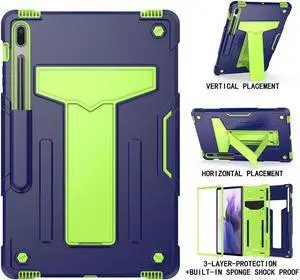 Epicgadget Case for Samsung Galaxy Tab S8 12.4" 2022 (SM-X800 / SM-X806) - Dual Layer Protective Hybrid Cover Case With Kickstand For Galaxy Tab S8 12.4 inch Tablet (Navy Blue/Green)