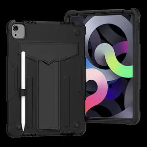 Epicgadget Case For Apple iPad Air 5/4 (2022/2020 Model, 5/4th Generation 10.9") - Dual Layer Protective Hybrid Cover Case With Kickstand For iPad Mini 5/4th Gen 10.9"  (Black/Black)