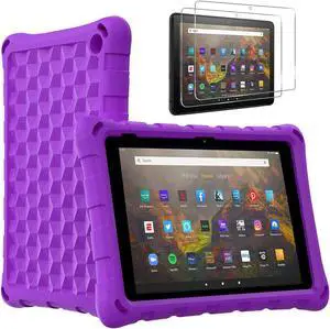 Amazon Fire 7 12th Gen, Epicgadget EVA Foam / Dual Layer Hybrid Kids Friendly Cover Stand Case for Amazon Fire 7 12th Generation / Fire 7 Kids 7" (2022) - Purple