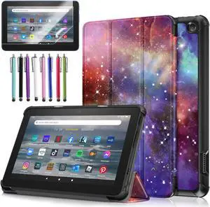 EpicGadget Case for Amazon Fire 7 / 7 Kids Slim Lightweight Protective Shell Case with Auto Sleep/Wake Trifold Stand Cover Case for Amazon Fire 7 12th Gen / 7 Kids 2022 - Galaxy