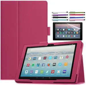 EpicGadget Case for Amazon Fire 7 12th Gen / 7 Kids 2022 - Auto Wake/Sleep Lightweight Folio Folding Stand Cover PU Leather Case For Amazon Fire 7 12th Gen / 7 Kids 7" tablet - Pink