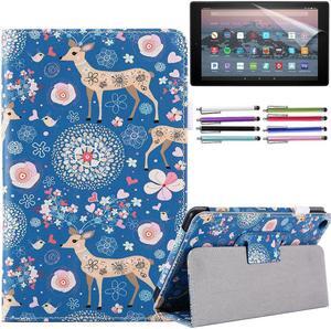 EpicGadget Case for Amazon Fire 7 12th Gen / 7 Kids 2022 - Auto Wake/Sleep Lightweight Folio Folding Stand Cover PU Leather Case For Amazon Fire 7 12th Gen / 7 Kids 7" tablet - Deer
