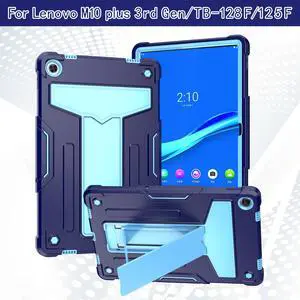 Case for Lenovo Tab M10 Plus (Gen 3) 10.6 inch - Dual Layer Shockproof Protective Hybrid Case Stand Cover For Lenovo Tab M10 Plus 3rd Gen 10.6" (TB125FU/TB128FU/TB128XU) -Navy Blue/Light Blue