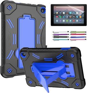Epicgadget Case for Amazon Fire 7/7 Kids - Dual Layer Protective Rugged Hybrid Cover Case With I-Kickstand For Amazon Fire 7 12th Gen, Fire 7 Kids  (2022) Tablet - Black/Blue