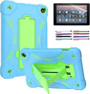Epicgadget Case for Amazon Fire 7/7 Kids - Dual Layer Protective Rugged Hybrid Cover Case With I-Kickstand For Amazon Fire 7 12th Gen, Fire 7 Kids  (2022) Tablet - Blue/Green