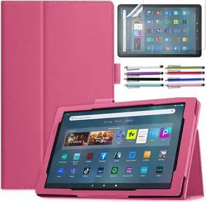 Case for Amazon Fire Max 11 (13th Generation, 2023 Released) - Slim Lightweight Folding Folio Stand Cover Auto Sleep/Wake PU Leather Case + 1 Screen Protector for Fire Max 11" and 1 Stylus (Pink)
