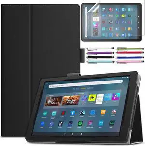 Case for Amazon Fire Max 11 (13th Generation, 2023 Released) - Slim Lightweight Folding Folio Stand Cover Auto Sleep/Wake PU Leather Case + 1 Screen Protector for Fire Max 11" and 1 Stylus (Black)