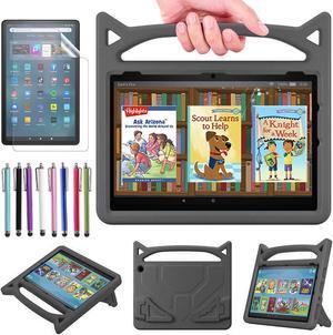 Case for Amazon Fire Max 11 (13th Generation, 2023 Released) 11" Tablet - Lightweight Shockproof Kickstand Kids Cover with Handle Stand + 1 Stylus and 1 Screen Protector for Fire Max 11 inch (Black)
