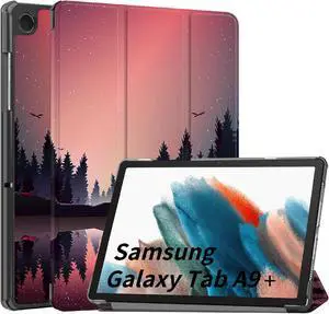 Tri-Fold Case for Samsung Galaxy Tab A9 Plus 11 Inch SM-X210 SM-X215 SM-X216 SM-X218 - Slim Stand Hard Back Shell Protective Cover with Auto Sleep Wake for Smasung Galaxy Tab A9+ 5G 11" (Forest Dusk)
