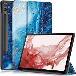 Smart Case for Samsung Galaxy Tab S9 FE 5G 10.9" / Galaxy Tab S9 11 inch Tablet Case Slim Folio PU Leather Tri-Fold Stand Smart Protective Cover Support S Pen Charging, Auto Wake/Sleep (Ocean Waves)
