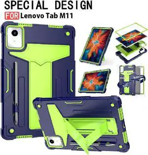 Case for Lenovo Tab M11 11" Tablet - Lenovo Tab M11 Case with Kickstand Pen Holder Kids Drop Protection Hybrid Shockproof Rugged 3-Layer Protective Cover for Lenovo M11 11 inch (Blue/Green)
