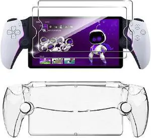 Accessories Bundle for PlayStation Portal Remote Player, Hard PC Clear Cover Protective Case with Tempered Glass Screen Protector for PS Portal (Clear)