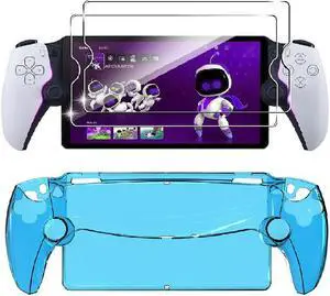 Accessories Bundle for PlayStation Portal Remote Player, Hard PC Clear Cover Protective Case with Tempered Glass Screen Protector for PS Portal (Blue)