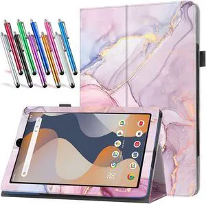 anicestore Case for ONN 8 Inch Tablet (2024 Model) Gen 4 - Slim Lightweight Folio PU Leather Folding Stand Cover Auto Sleep & Wake Case for 2024 Onn Surf 8" Kids Tablet + 1 Random Stylus (Pink Marble)
