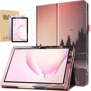 Case for ONN 10.1'' (2024 Model) with Screen Protector - Lightweight Folio Stand Cover Support Auto Wake/Sleep PU Leather Case with 2PCS Tempered Glass for Onn 10.1 Tablet (Gen 4) 2024 (Forest Dusk)