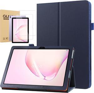 Case for ONN 10.1'' (2024 Model) with Screen Protector - Lightweight Folio Stand Cover Support Auto Wake/Sleep PU Leather Case with 2PCS Tempered Glass for Onn 10.1 Tablet (Gen 4) 2024 (Dark Blue)