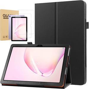 Case for ONN 101 2024 Model with Screen Protector  Lightweight Folio Stand Cover Support Auto WakeSleep PU Leather Case with 2PCS Tempered Glass for Onn 101 Tablet Gen 4 2024 Black