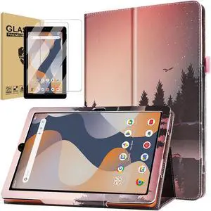 anicestore Case for ONN 7'' (2024 Model) with Screen Protector - Onn 7 inch Tablet Case (Gen 4) 2024 Folio Stand Cover Support Auto Wake/Sleep PU Leather Case with 2PCS Tempered Glass (Forest Dusk)