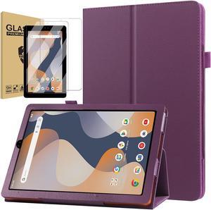 anicestore Case for ONN 7'' (2024 Model) with Screen Protector - Onn 7 inch Tablet Case (Gen 4) 2024 Folio Stand Cover Support Auto Wake/Sleep PU Leather Case with 2PCS Tempered Glass (Purple)