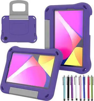 anicestore TCL Tab 8 LE (9137w) Case / Tab 8 WiFi (9132x) Case for Kids - EVA Lightweight Shockproof Kids Friendly Cover with Handle Kickstand Case for TCL Tab 8 LE/ TCL Tab 8 WiFi + 1 Stylus (Purple)