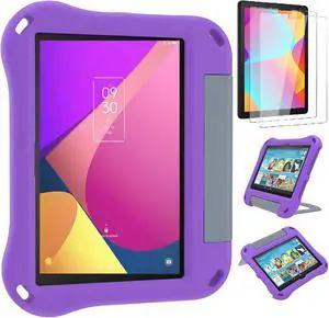 anicestore Case for TCL Tab 8 LE 8" Tablet with Screen Protector - Handle Stand Shockproof Full-Body Protective Cover with 2PCS Tempered Glass for TCL Tab 8 LE (9137W) / Tab 8 WiFi (9132X) - Purple