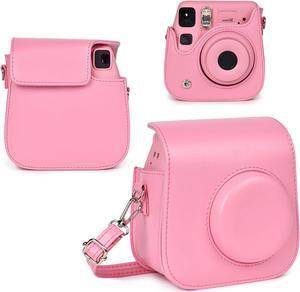 Camera Case for Fujifilm Instax Mini SE / 7+ Instant Camera Protective Carrying Bag PU Leather with Adjustable Shoulder Straps Fujifilm Instax Mini SE Case / Fujifilm Instax Mini 7 Plus Case (Pink)